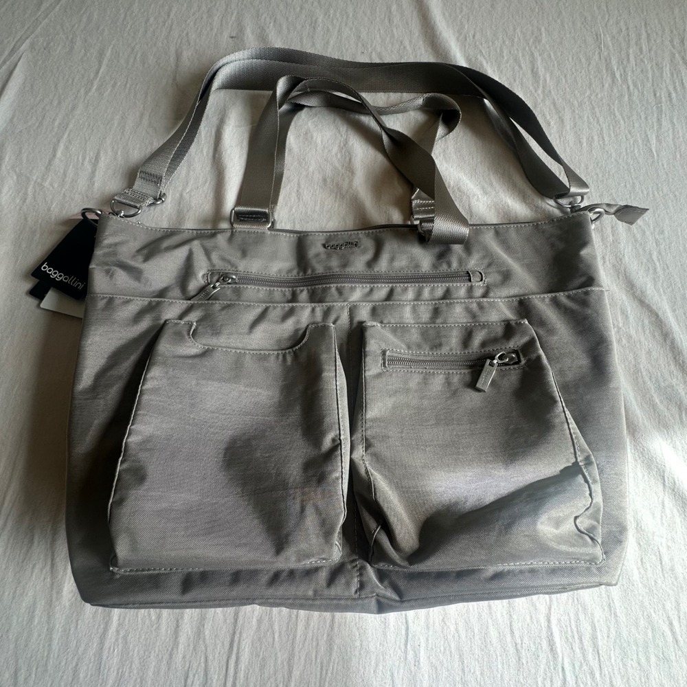 Baggallini Any Day Laptop Tote Gray RFID Water-Resistant Fits 15in MPN‎ NWT